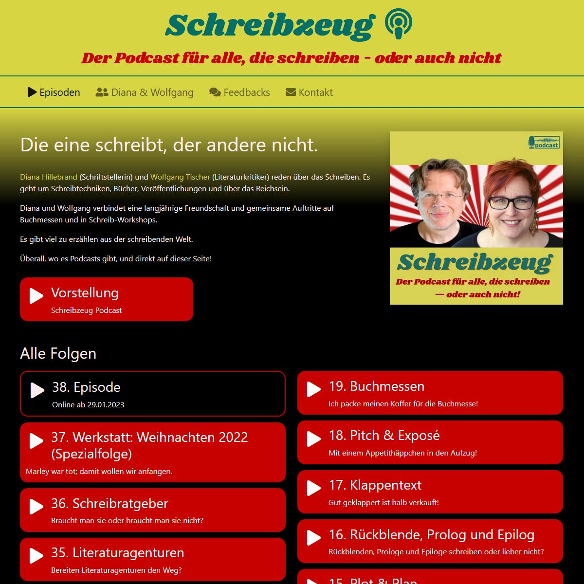 Webseite 'www.schreibzeug-podcast.de'